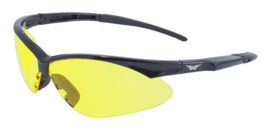 Global Vision Fast Freddie Safety Sunglasses with Yellow Tint Lenses, Gloss Black Frames