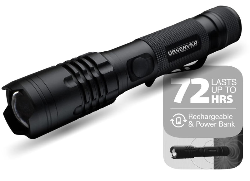 1200 LUMEN TACTICAL LED RECHARGEABLE FLASHLIGHT WITH POWER BANK & DUAL POWER
