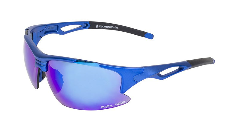 Global Vision Friday Blue Metallic GTB Safety Glasses with G-Tech Blue Lenses, Blue Frames