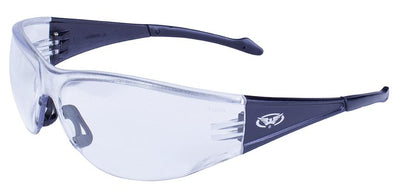 Global Vision Full Throttle Safety Glasses with Clear Lenses, Black Frames