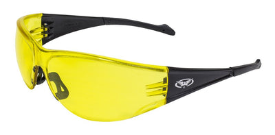 Global Vision Full Throttle Safety Glasses with Yellow Tint Lenses, Black Frames