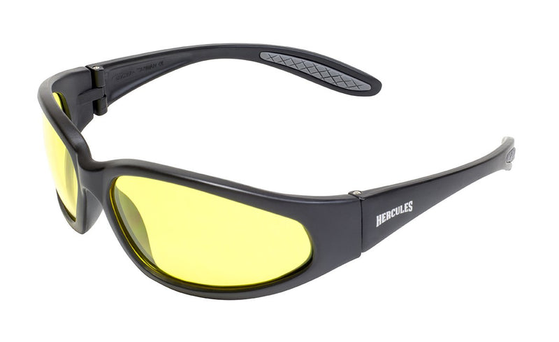 Global Vision Hercules 1 24 Safety Glasses with Yellow Photochromic Lenses, Matte Black Frames