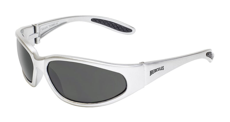 Global Vision Hercules 1 Silver Safety Glasses with Smoke Lenses, Gloss Silver Frames