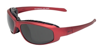 Global Vision Hercules 2 Plus Metallic Safety Glasses with Smoke Lenses, Red Frames