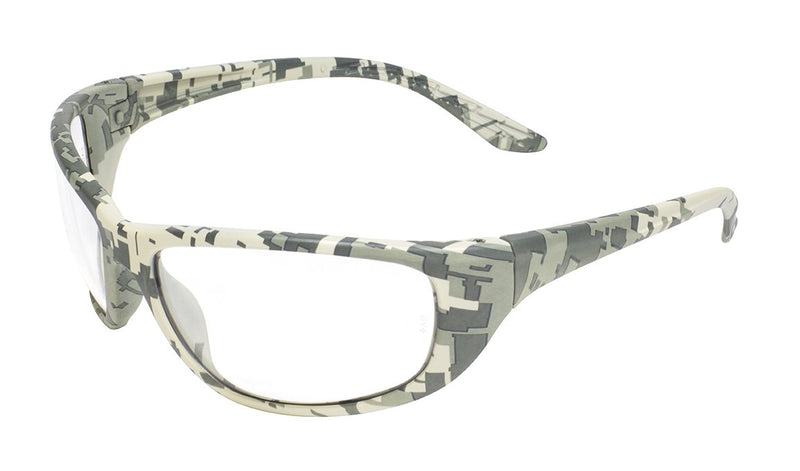 Global Vision Hercules 6 Digital Camo Safety Glsases with Clear Lenses, Digital Camo Frames