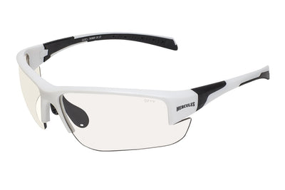Global Vision Hercules 7 24 Safety Sunglasses with Clear Photochromic Lenses, Matte White Frames