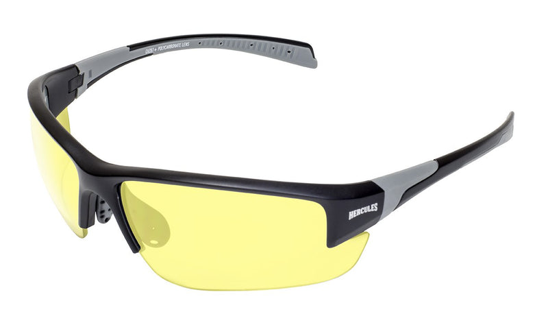 Global Vision Hercules 7 YT Safety Glasses with Yellow Tint Lenses, Matte Black Frames