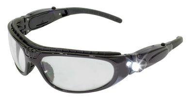Global Vision Hi-Beam CL Safety Glasses with Clear Lenses, Gloss Black Frames