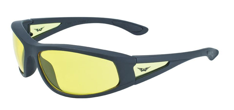 Global Vision Integrity 2 Safety Glasses with Yellow Tint Lenses, Black Frames