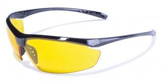 Global Vision Lieutenant Safety Glasses with Yellow Tint Lenses, Gloss Black Frames