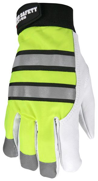 MCR Safety 968 Hi Vis Lined Goatskin Leather Multi-Task Gloves