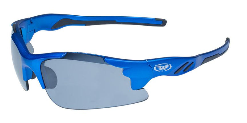 Global Vision Metro FM Safety Sunglasses with Flash Mirror Lenses, Matte Metallic Blue Frames