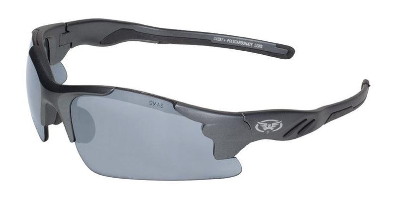 Global Vision Metro FM Safety Sunglasses with Flash Mirror Lenses, Matte Metallic Charcoal Frames