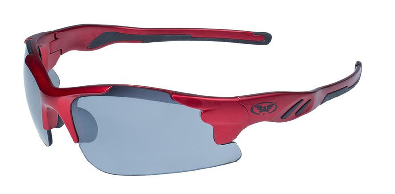 Global Vision Metro FM Safety Sunglasses with Flash Mirror Lenses, Matte Metallic Red Frames