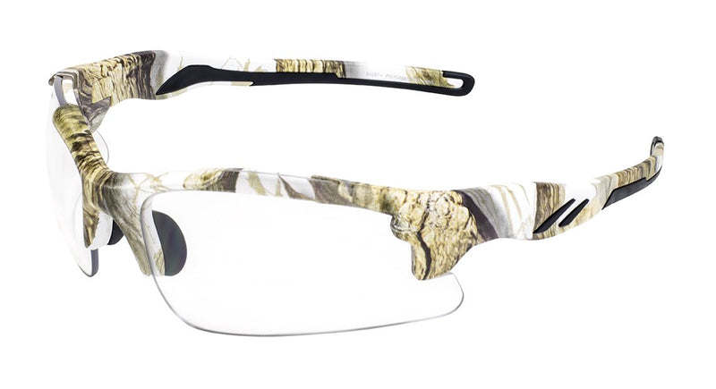 Global Vision Metro White Camo Safety Glasses with Clear Lenses, Matte White Camo Frames