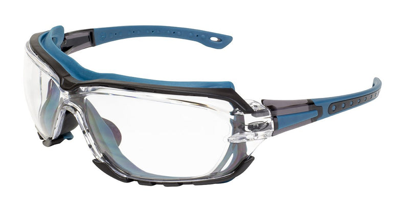 Global Vision Octane A/F Anti-Fog Safety Glasses with Clear Lenses, Blue Frames