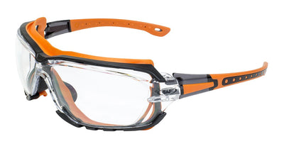 Global Vision Octane A/F Anti-Fog Safety Glasses with Clear Lenses, Orange Frames