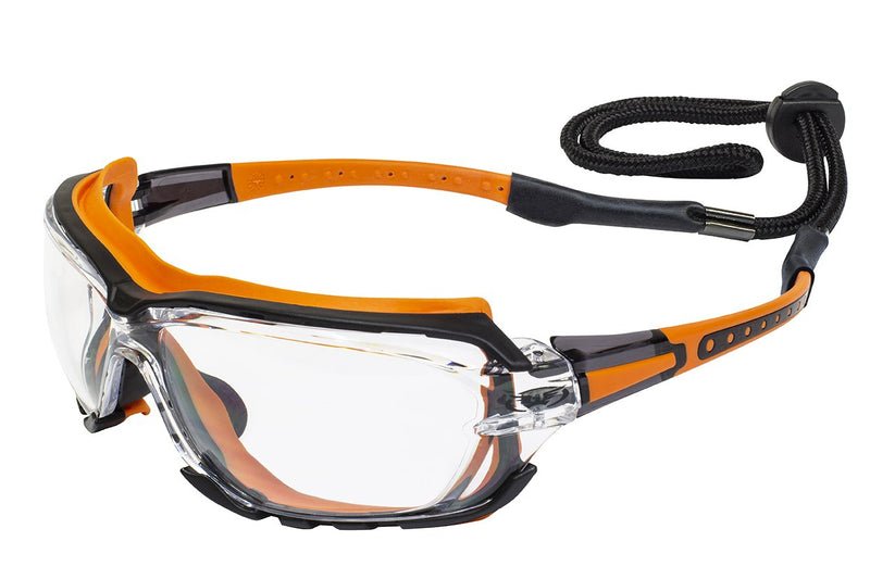 Global Vision Octane A/F Anti-Fog Safety Glasses with Clear Lenses, Orange Frames