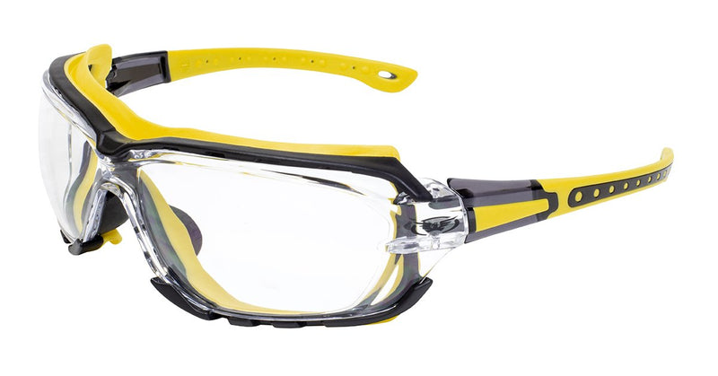 Global Vision Octane A/F Anti-Fog Safety Glasses with Clear Lenses, Yellow Frames
