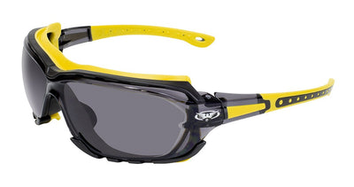 Global Vision Octane A/F Anti-Fog Safety Glasses with Smoke Lenses, Yellow Frames