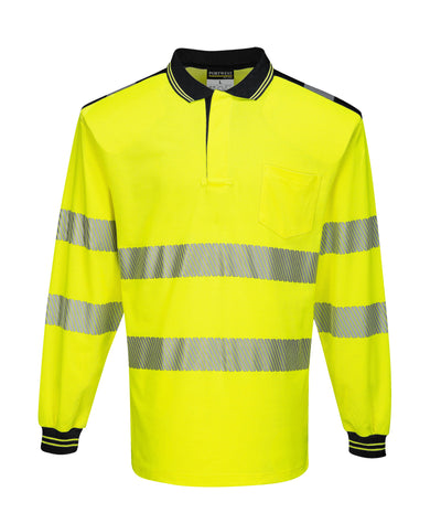 Portwest T184 PW3 Hi-Vis Long Sleeve Polo Shirt