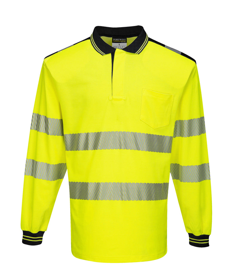 Portwest T184 PW3 Hi-Vis Long Sleeve Polo Shirt