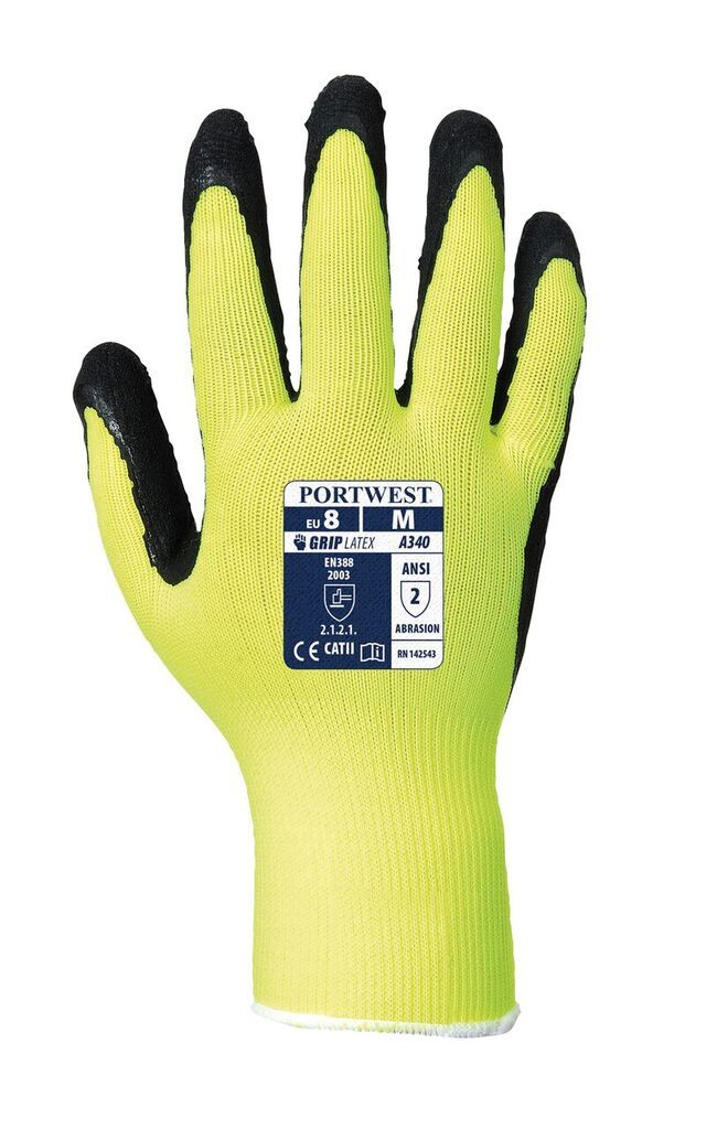 Portwest A340 Hi-Vis Latex Foam Grip Glove