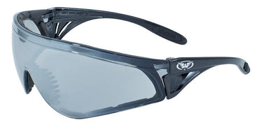 Global Vision Python Safety Glasses with Flash Mirror Lenses, Gloss Black Frames