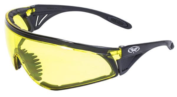 Global Vision Python Safety Glasses with Yellow Tint Lenses, Matte Black Frames