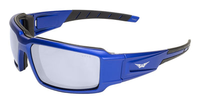 Global Vision Velocity Metallic Safety Glasses with Clear Lenses, Blue Frames