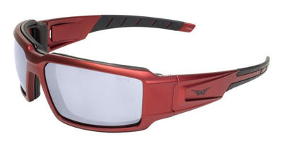 Global Vision Velocity Metallic Safety Glasses with Clear Lenses, Red Frames