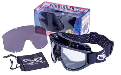 Global Vision Wind-Shield A/F Kit Anti-Fog Goggles with Interchangeable Clear and Smoke Lenses